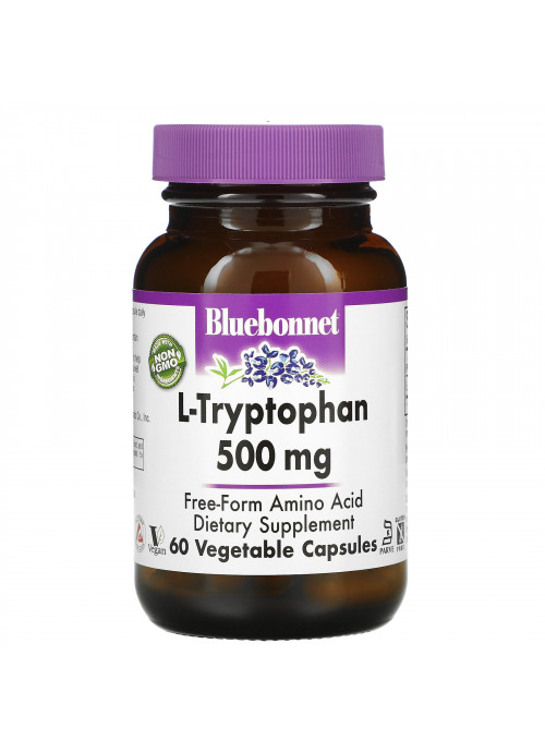 Bluebonnet Nutrition, L-Tryptophan, 500 mg, 60 Vegetable Capsules