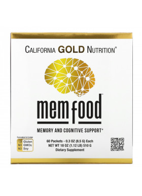 California Gold Nutrition, MEM Food, Memory and Cognitive Support, 60 Packets, 0.3 oz (8.5 g) Each