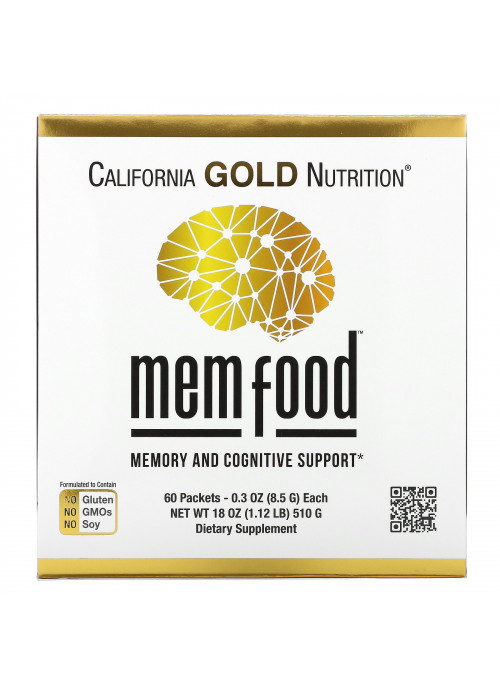 California Gold Nutrition, MEM Food, Memory and Cognitive Support, 60 Packets, 0.3 oz (8.5 g) Each