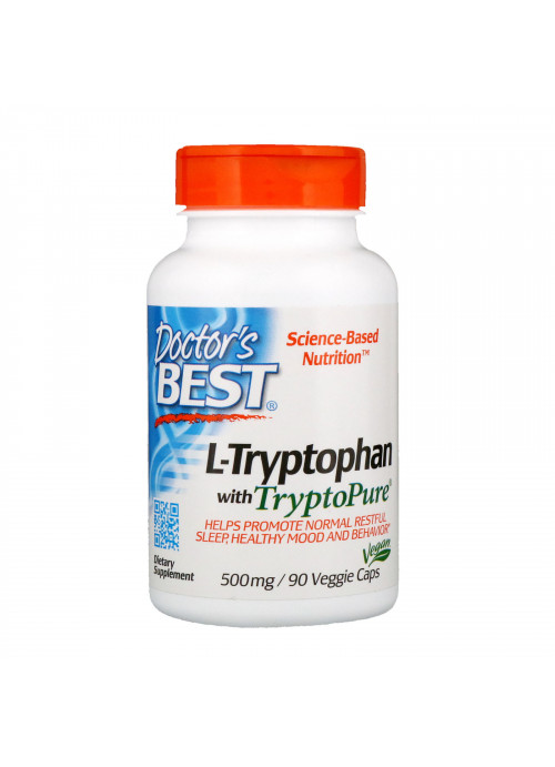 Doctor's Best, L-Tryptophan with TryptoPure, 500 mg, 90 Veggie Caps
