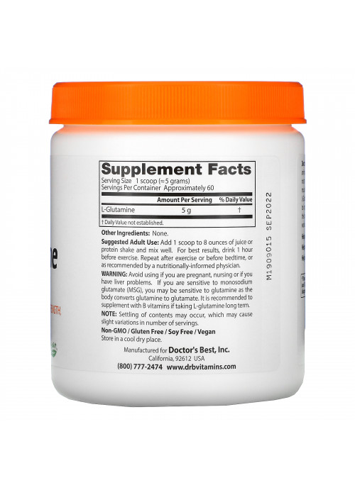 Doctor's Best, Pure L-Glutamine Powder, 10.6 oz (300 g)