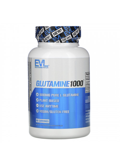 EVLution Nutrition, Glutamine1000, 1,000 mg, 120 Veggie Capsules