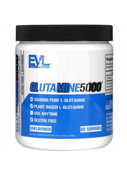 EVLution Nutrition, Glutamine5000, Unflavored, 5,000 mg, 10.58 oz (300 g)