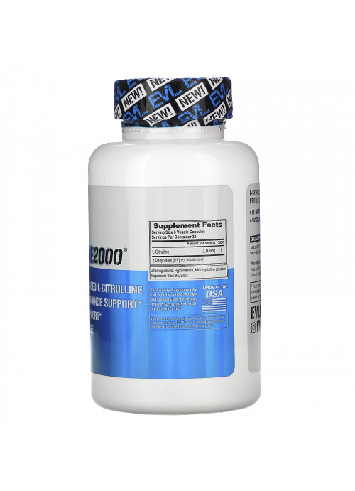 EVLution Nutrition, L-Citrulline2000, 2,000 mg, 90 Veggie Capsules