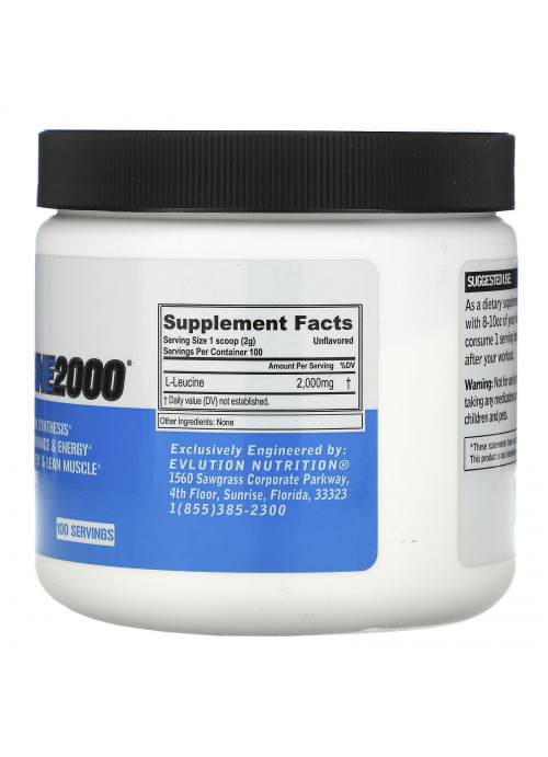 EVLution Nutrition, L-Leucine2000, Unflavored, 7.05 oz (200 g)