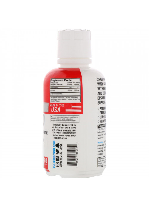 EVLution Nutrition, Ultra Pure CARNITINE500, Berry, 16 fl oz (465 ml)