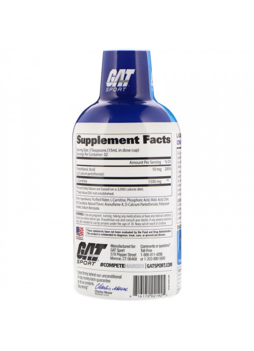 GAT, L-Carnitine, Amino Acid, Lemon Blast, 1,500 mg, 16 oz (473 ml)