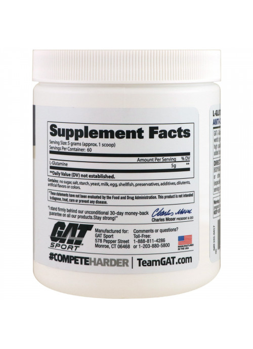 GAT, L-Glutamine, Unflavored, 10.58 oz (300 g)