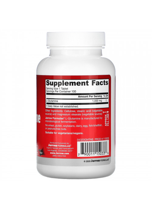 Jarrow Formulas, L-Glutamine, 1000 mg, 100 Tablets