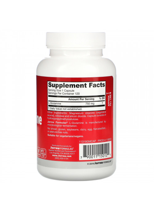 Jarrow Formulas, L-Glutamine, 750 mg, 120 Veggie Caps