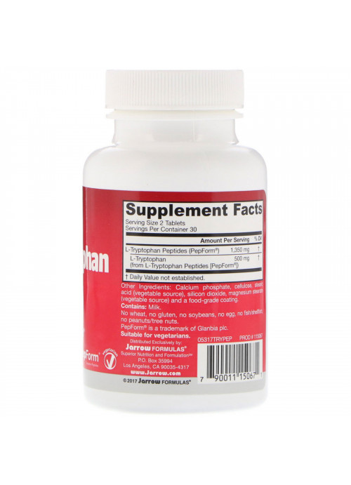 Jarrow Formulas, L-Tryptophan Peptide, 60 Tablets