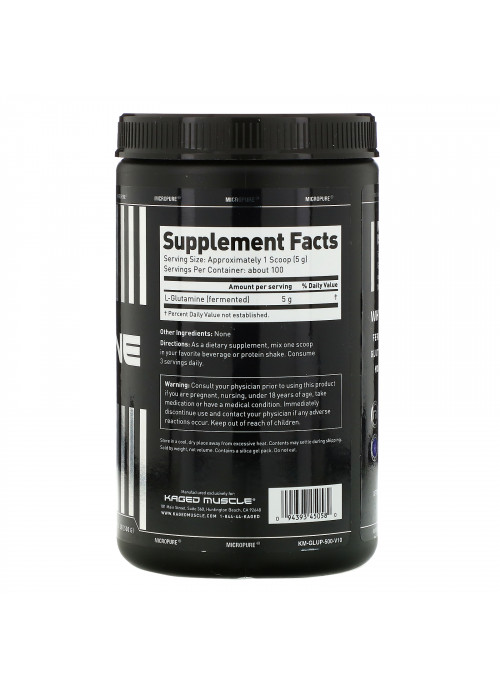 Kaged Muscle, Glutamine, Unflavored, 1.1 lbs (500 g)