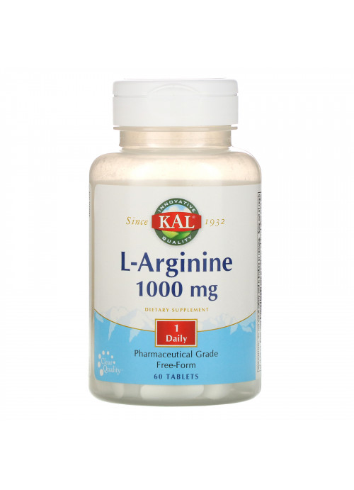 KAL, L-Arginine, Free Form, 1,000 mg, 60 Tablets