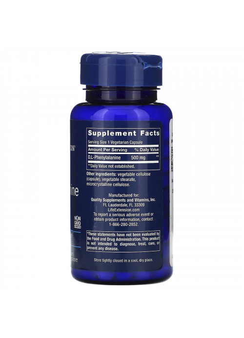 Life Extension, D, L-Phenylalanine, 500 mg, 100 Vegetarian Capsules