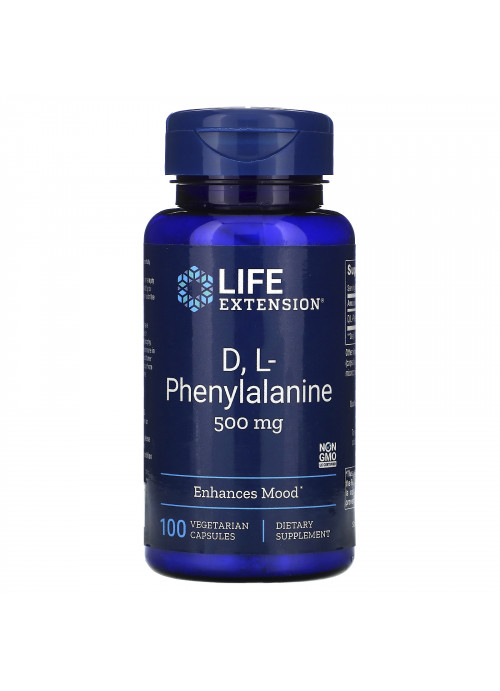 Life Extension, D, L-Phenylalanine, 500 mg, 100 Vegetarian Capsules