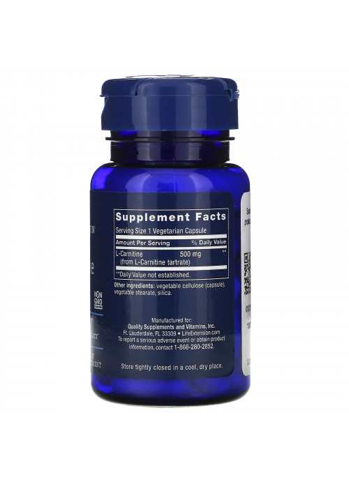 Life Extension, L-Carnitine, 500 mg, 30 Vegetarian Capsules