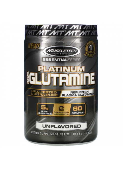 Muscletech, Essential Series, Platinum 100% Glutamine, Unflavored, 5 g, 10.58 oz (300 g)
