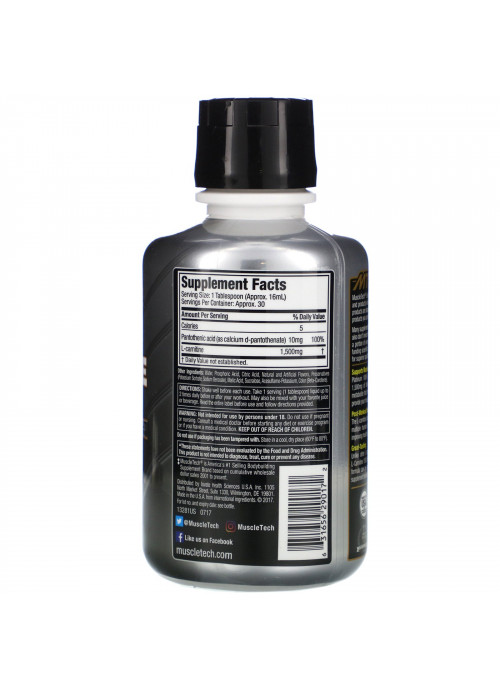 Muscletech, Essential Series, Platinum 100% L-Carnitine 1500, Post-Workout, Citrus Splash, 1,500 mg, 16 oz (473 ml)