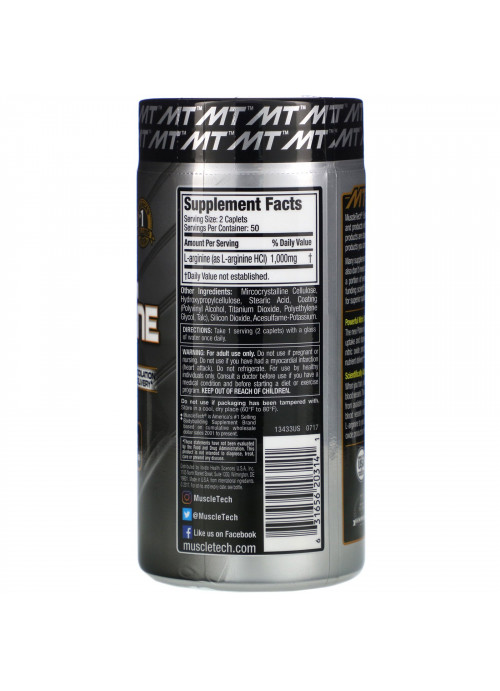 Muscletech, Platinum 100% L-Arginine, 1,000 mg, 100 Caplets