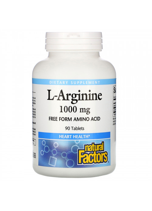 Natural Factors, L-Arginine, 1,000 mg, 90 Tablets