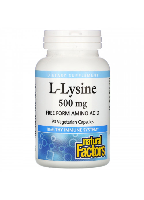 Natural Factors, L-Lysine, 500 mg, 90 Vegetarian Capsules