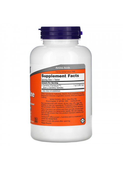 Now Foods, L-Carnitine, 1000 mg, 100 Tablets
