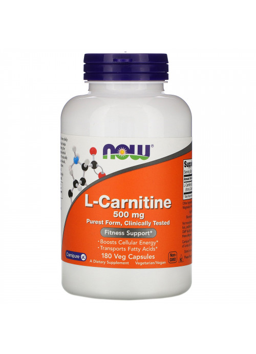 Now Foods, L-Carnitine, 500 mg, 180 Veg Capsules