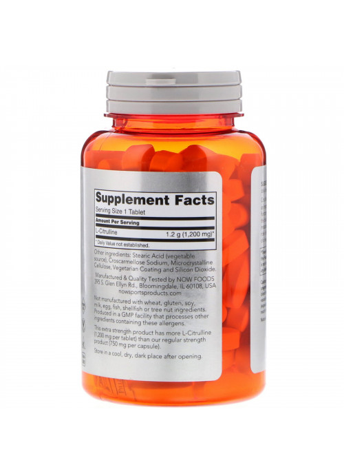 Now Foods, L-Citrulline, 1,200 mg, 120 Tablets