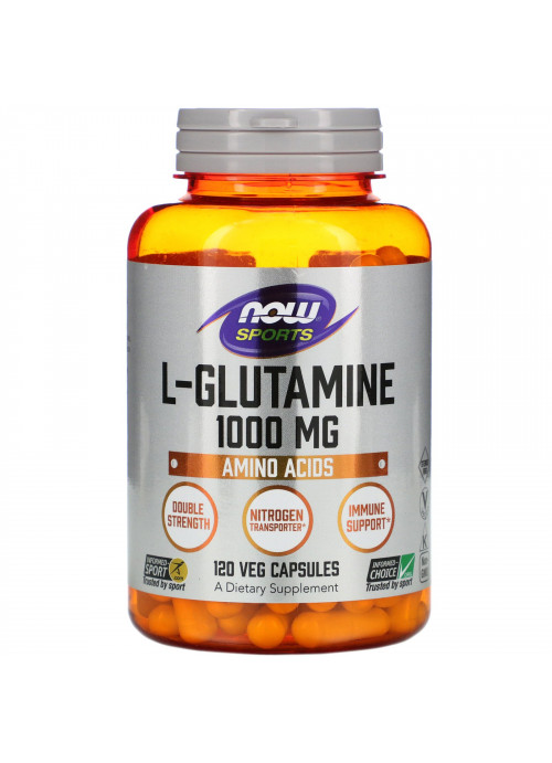 Now Foods, L-Glutamine, Double Strength, 1,000 mg, 120 Veg Capsules