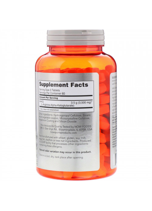Now Foods, Sports, AAKG 3500, Amino Acids , 180 Tablets