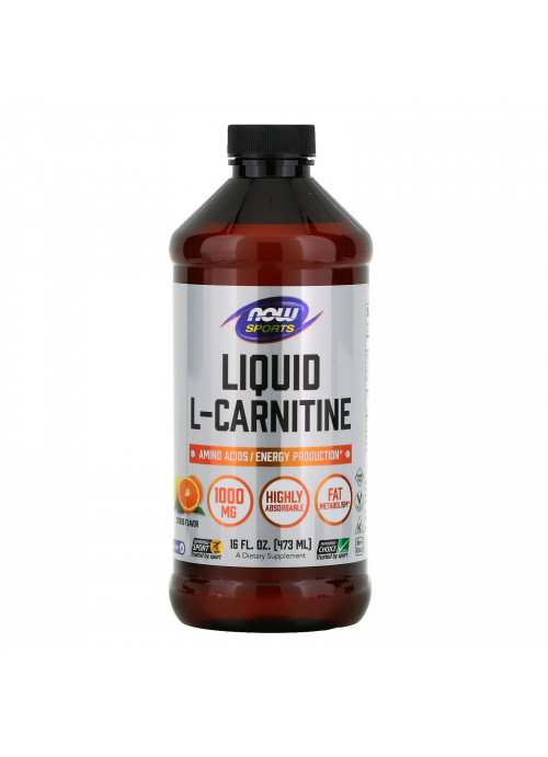 Now Foods, Sports, L-Carnitine Liquid, Citrus, 1,000 mg, 16 fl oz (473 ml)
