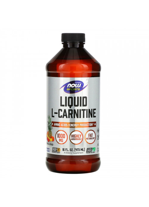 Now Foods, Sports, L-Carnitine Liquid, Tropical Punch, 1,000 mg, 16 fl oz (473 ml)