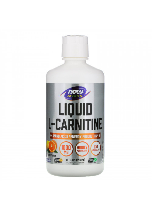 Now Foods, Sports,  Liquid L-Carnitine, Citrus Flavor, 1,000 mg, 32 fl oz (946 ml)