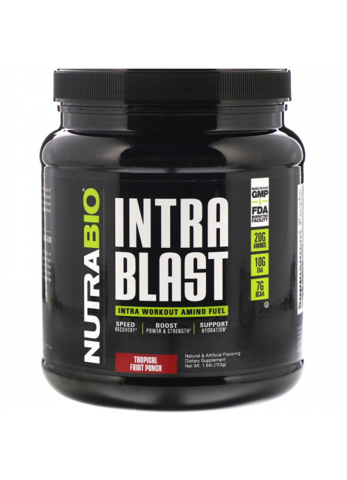 NutraBio Labs, Intra Blast, Intra Workout Amino Fuel, Tropical Fruit Punch, 1.6 lb (723 g)