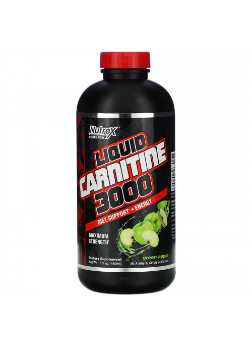 Nutrex Research, Black Series, Liquid Carnitine 3000, Green Apple, 16 fl oz (480 ml)