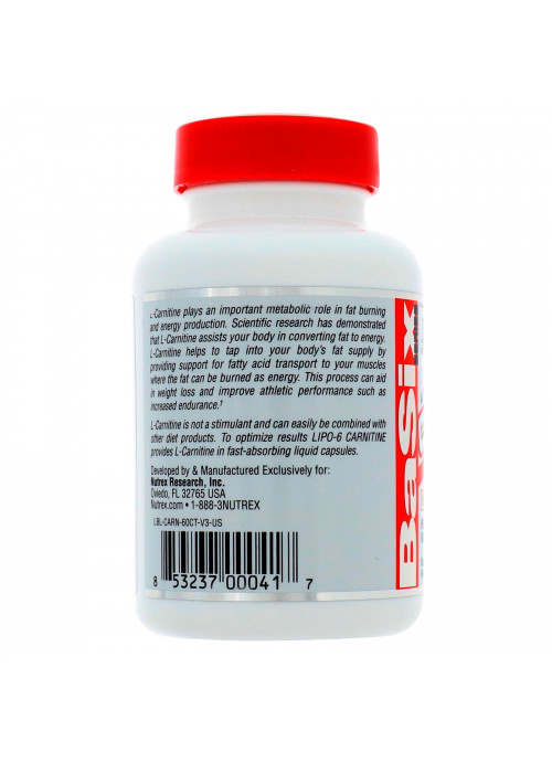 Nutrex Research, LIPO-6 CARNITINE, 60 Liquid Capsules