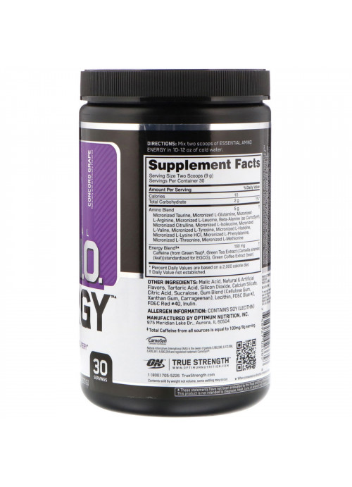 Optimum Nutrition, ESSENTIAL AMIN.O. ENERGY, Concord Grape, 9.5 oz (270 g)