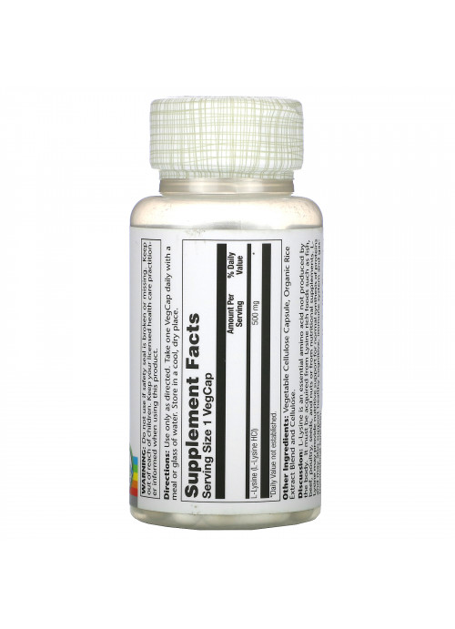 Solaray, L-Lysine, 500 mg, 60 VegCaps