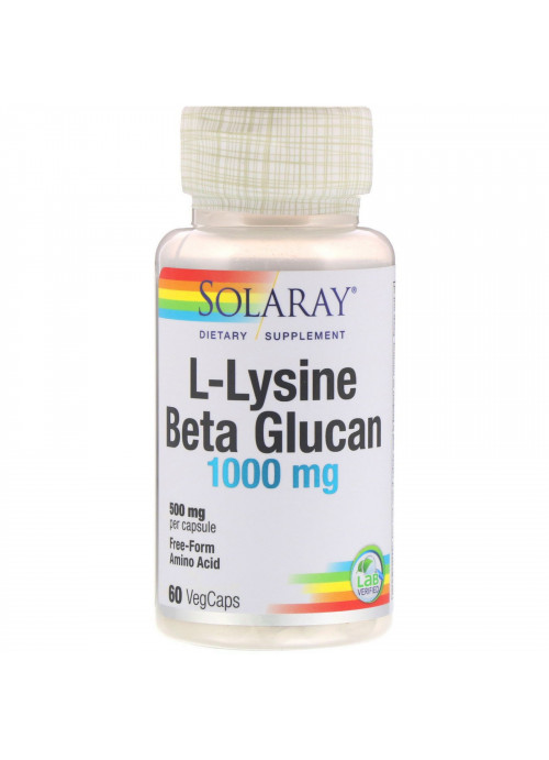 Solaray, L-Lysine & Beta Glucan, 1,000 mg, 60 VegCaps