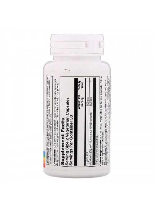 Solaray, L-Lysine Monolaurin 1:1 Ratio, 60 Vegetarian Capsules