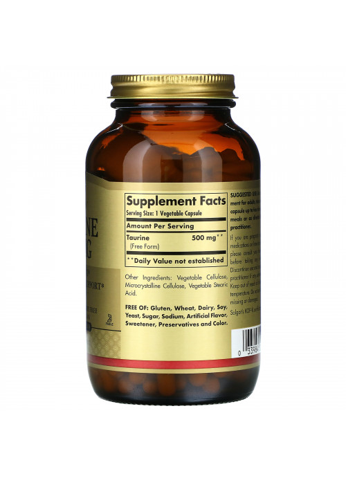 Solgar, Taurine, 500 mg, 250 Vegetable Capsules