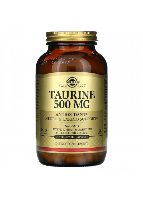 Solgar, Taurine, 500 mg, 250 Vegetable Capsules