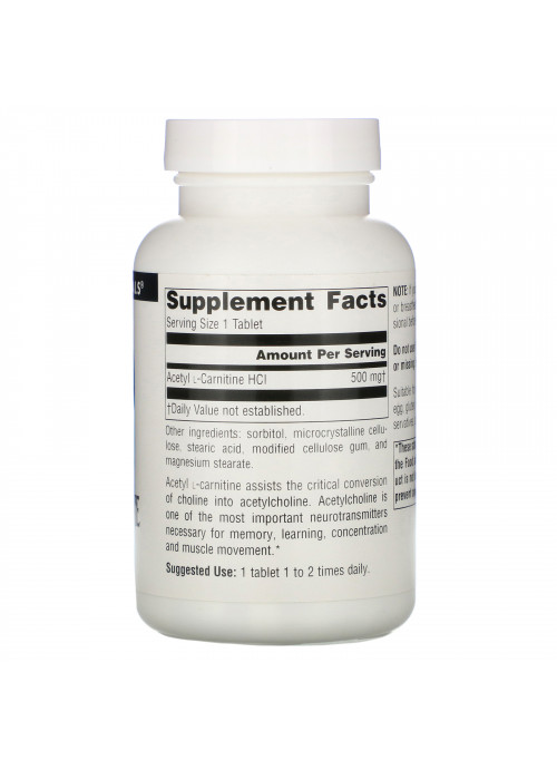 Source Naturals, Acetyl L-Carnitine, 500 mg, 120 Tablets