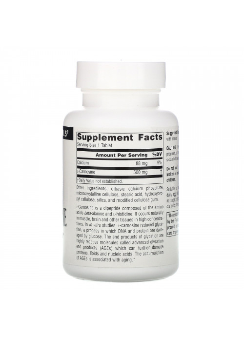 Source Naturals, L-Carnosine, 500 mg, 60 Tablets