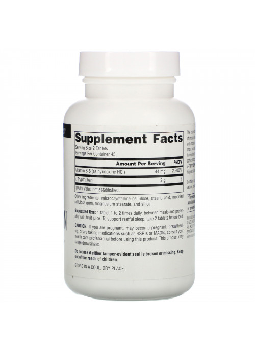 Source Naturals, L-Tryptophan, 1,000 mg, 90 Tablets