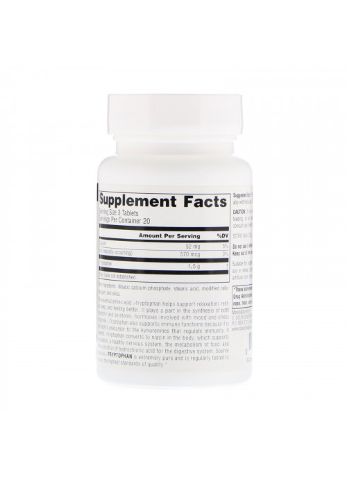 Source Naturals, L-Tryptophan, 500 mg, 60 Tablets