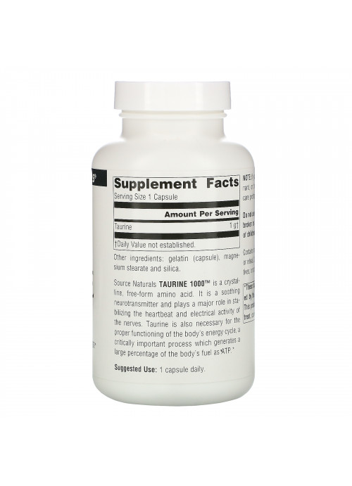 Source Naturals, Taurine 1000, 1,000 mg, 120 Capsules