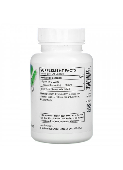 Thorne Research, L-Lysine, 60 Capsules