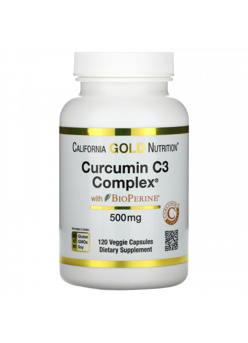 California Gold Nutrition, Curcumin C3 Complex with BioPerine, 500 mg, 120 Veggie Capsules