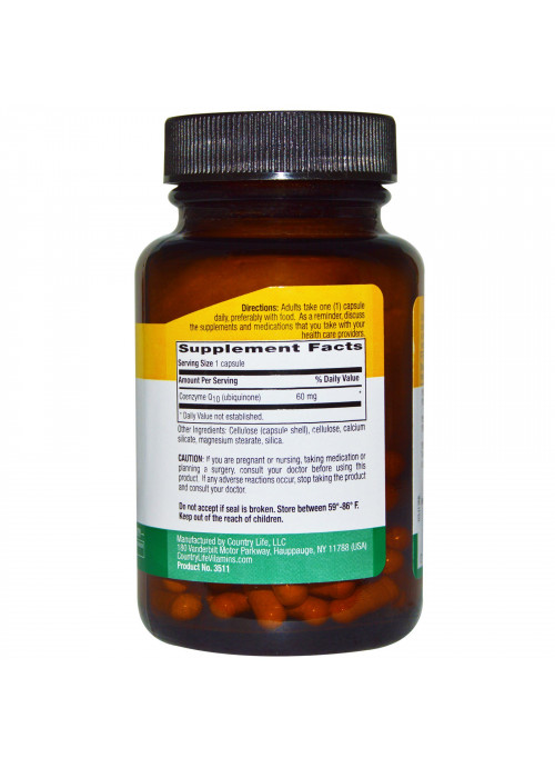 Country Life, CoQ10, 60 mg, 60 Vegetarian Capsules